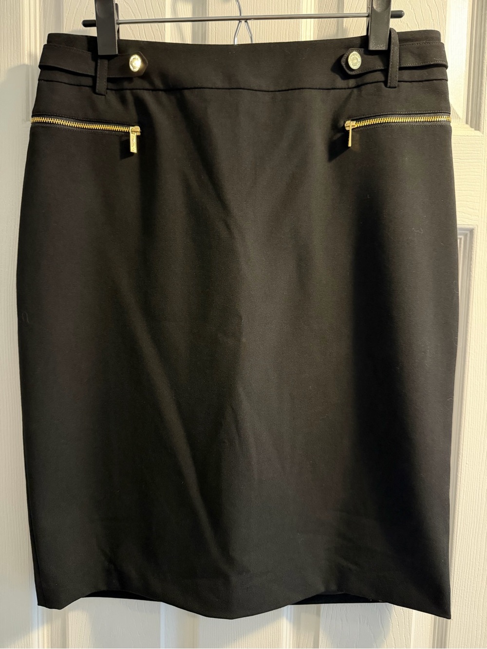 Calvin Klein Black Pencil Skirt with Gold Zips